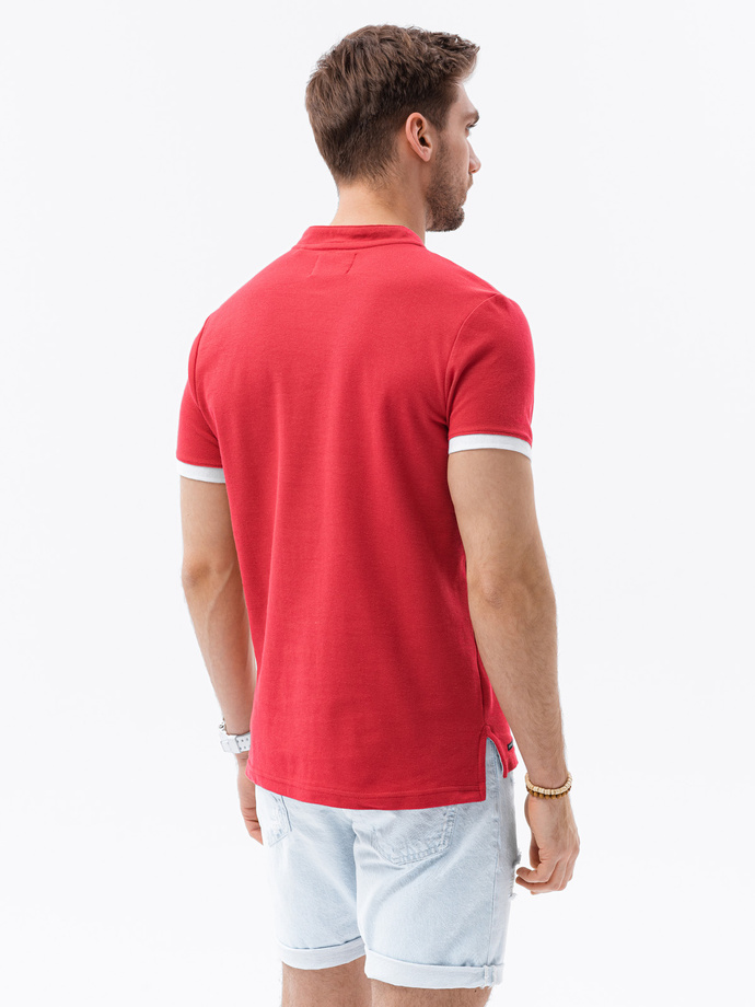 Pánské polo tričko bez límečku - červené V2 S1381