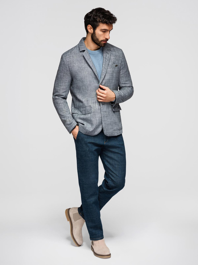 Blazer bărbătesc cu croială REGULAR cu in - grafit V5 OM-BLZB-0128