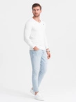 Pánska súprava SLIM FIT s dlhým rukávom, výstrihom do V a logom 2-pack - 2x biela V4 Z103