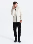 Men's winter jacket with detachable hood - cream V2 OM-JAHP-0150
