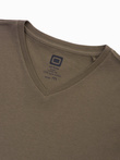 Tricou Classic BASIC pentru bărbați cu decolteu de tip echipaj - verde-oliv închis V6 S1369