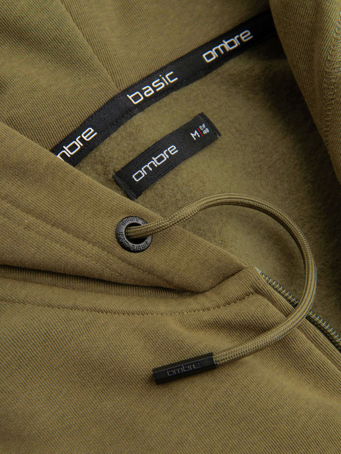Hanorac BASIC din bumbac elastic pentru bărbați - olive V2 OM-SSBZ-0160