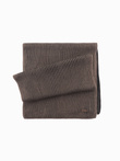 Men's knitted scarf with two-tone stripes - brown and black V3 OM-ACSF-0114
