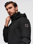 Men's jacket with hood and high collar - black V1 OM-JANP-0222