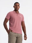 Tricou polo BASIC pentru bărbați, tricou piqué monocolor - roz închis V7 OM-POBS-0100