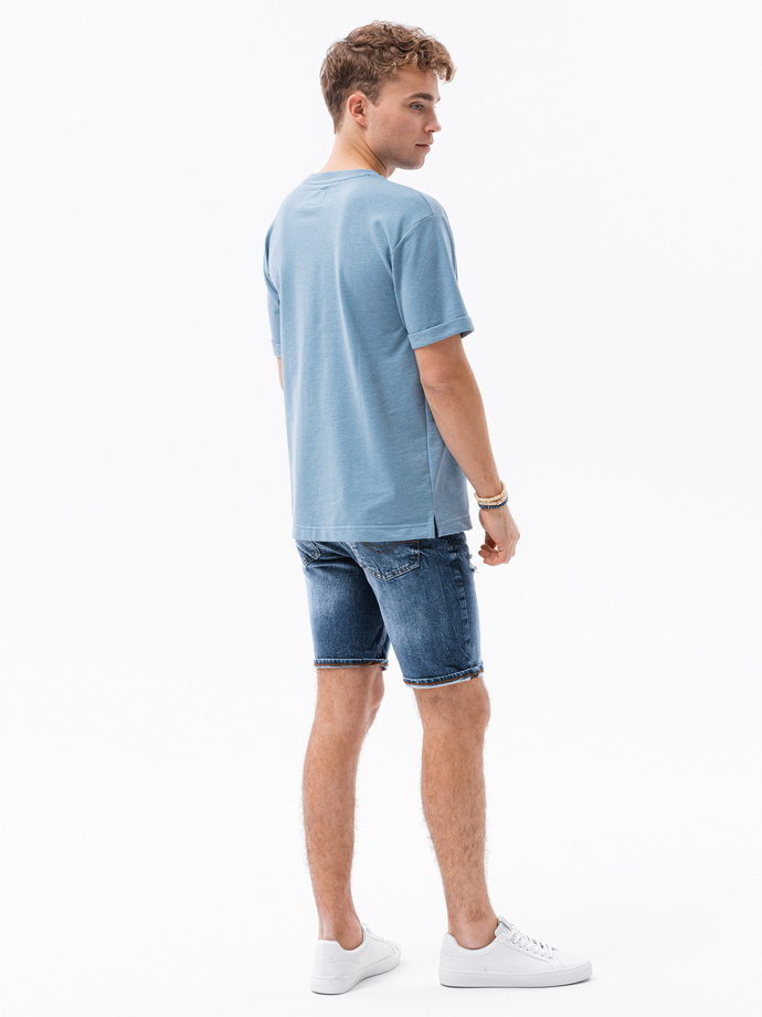 Tricou cu imprimeu pentru barbati - albastru S1371