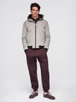 Men's lightweight jacket with mesh lining and hood - gray V6 C640