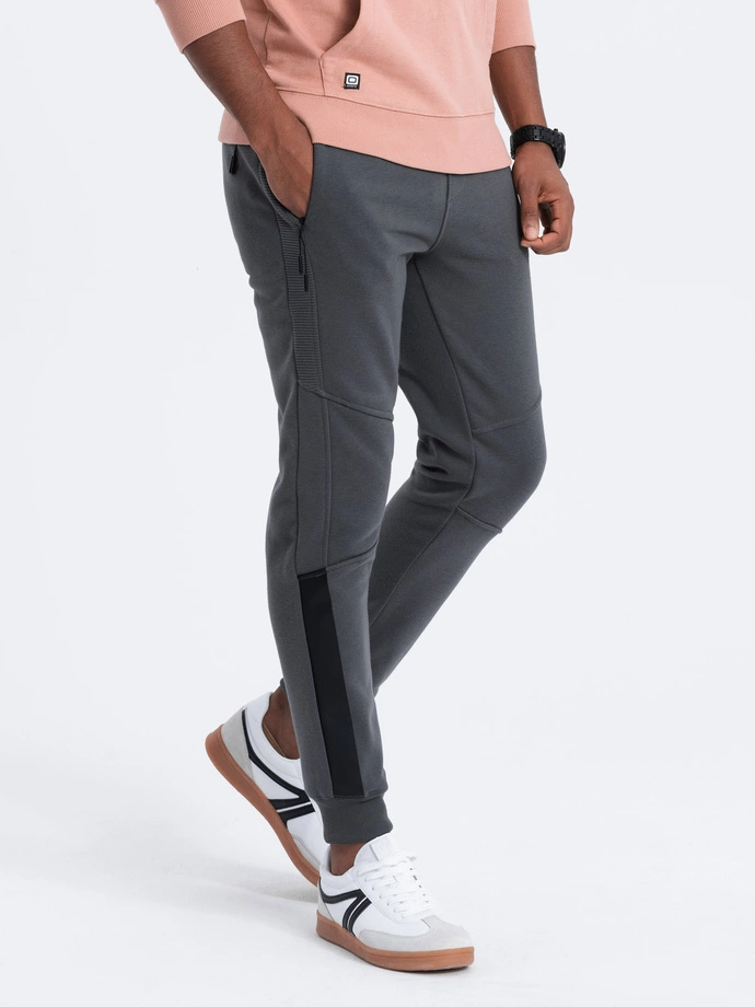 Men's sweatpants with stitching - graphite V2 OM-PASK-0137