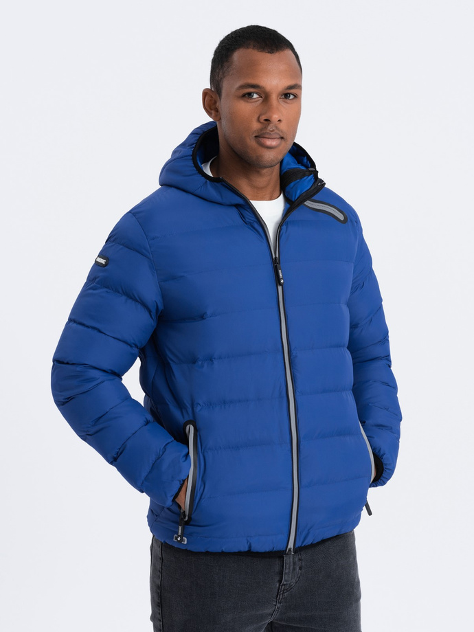 Men's winter quilted jacket - indigo C451