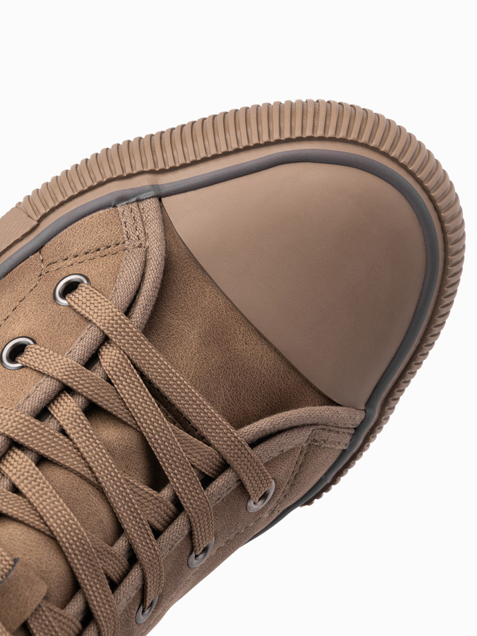 Pantofi sport de bărbați cu baretă decorativă - maro V2 OM-FOTH-0158