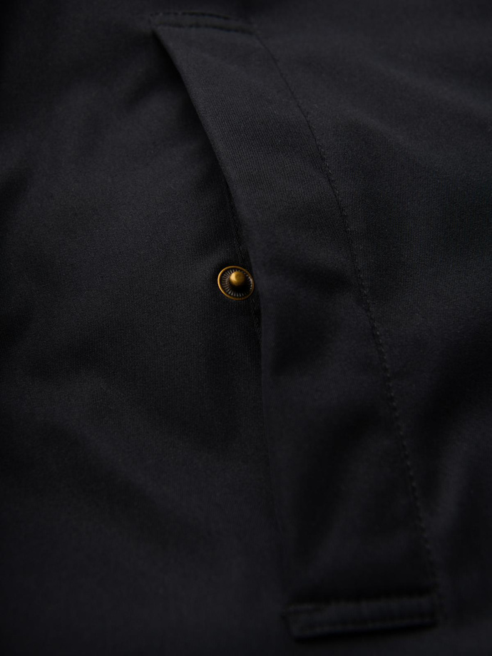 Parka elegantă pentru bărbați cu buzunare cargo și glugă - negru V1 OM-JAPJ-0287