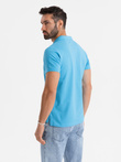 Cotton pique knit polo shirt - light blue V3 OM-POSS-0103