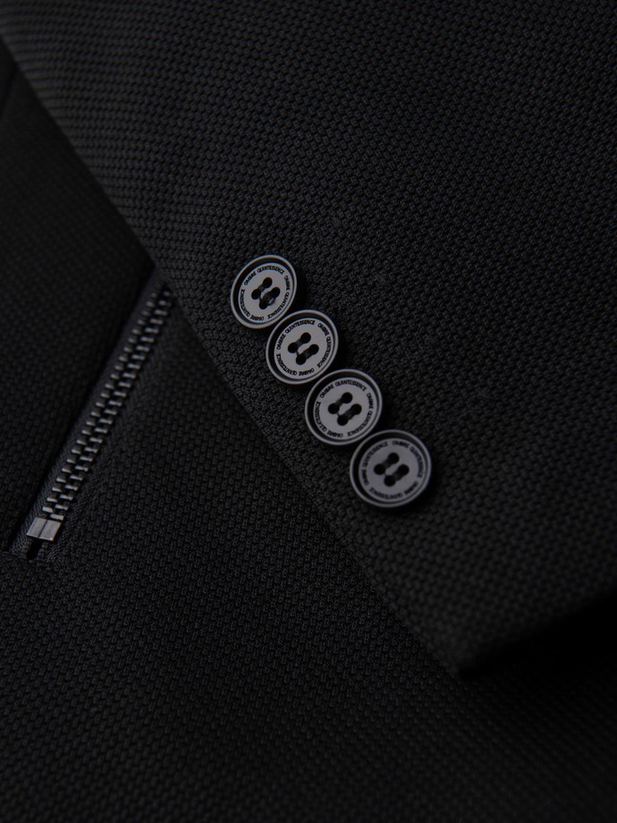 Fitted structured men's high collar coat - black V1 OM-COWC-0136