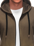 OM-SSWS-0127 men's unbuttoned hooded sweatshirt - olive V2
