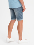 Men's denim shorts with rolled up leg - light blue V1 OM-SRDS-0164