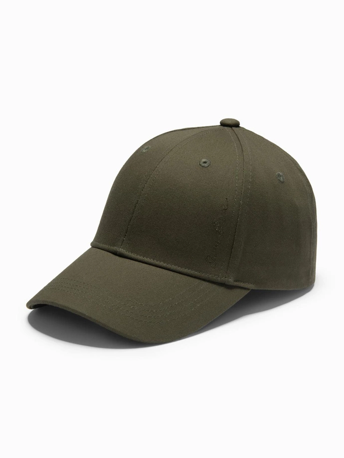 Men's baseball cap with visor and decorative embroidery - khaki V2 OM-ACCS-0102