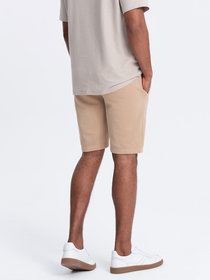 BASIC men's cotton sweatshorts - beige V6 OM-SRBS-0149