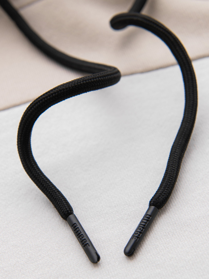 Pánska bavlnená mikina s kontrastnými prvkami - béžová V2 OM-SSNZ-0225