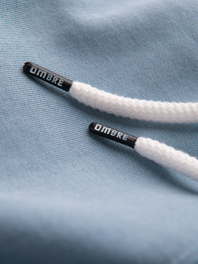 Men's knitted shorts with drawstring and pockets - light blue V7 OM-SRBS-0139