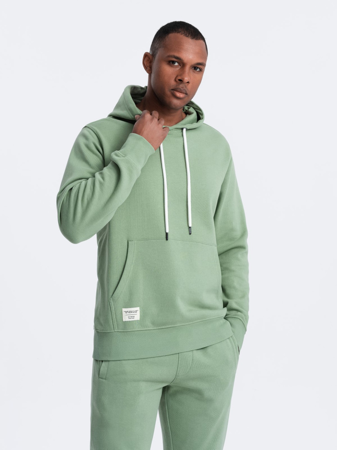 Men's tracksuit set pants + kangaroo sweatshirt - green V3 Z80