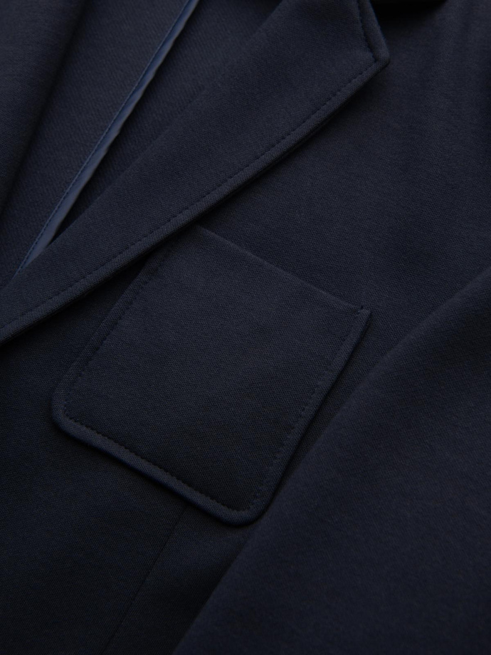 Jachetă SLIM pentru bărbați din tricot subtil structurat - albastru marin V3 OM-BLZB-0101