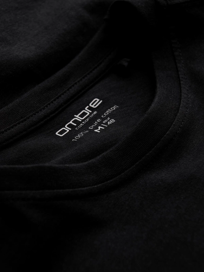 Pánské tričko BASIC s dlouhým rukávem a kulatým výstřihem - černé V1 OM-LSBL-0106