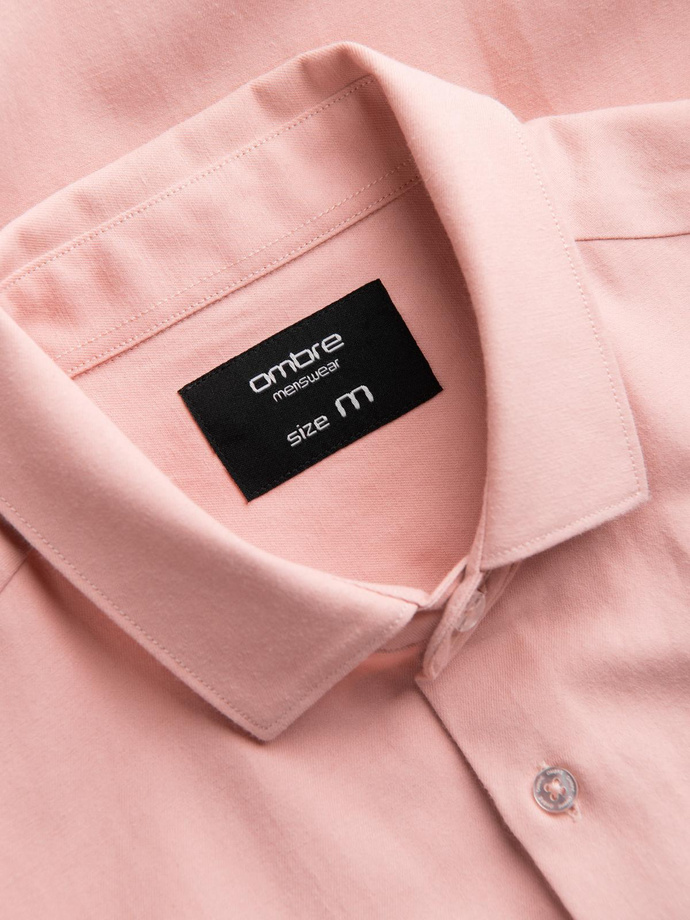Men's REGULAR FIT shirt with pocket - pink V5 OM-SHCS-0148
