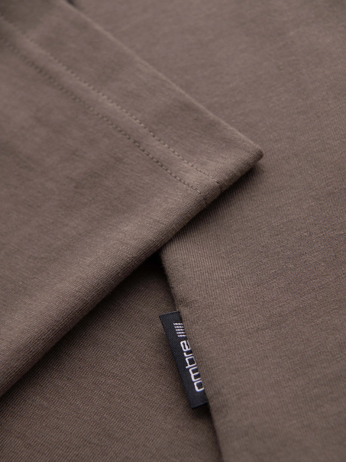 Men's cotton t-shirt with printed pocket - dark olive V1 OM-TSPT-0227