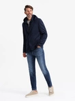 Men's blazer with detachable underlining and hood - navy blue V2 OM-BLZB-0126
