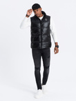 Men's quilted sleeveless glossy - black V1 OM-JAVJ-0113