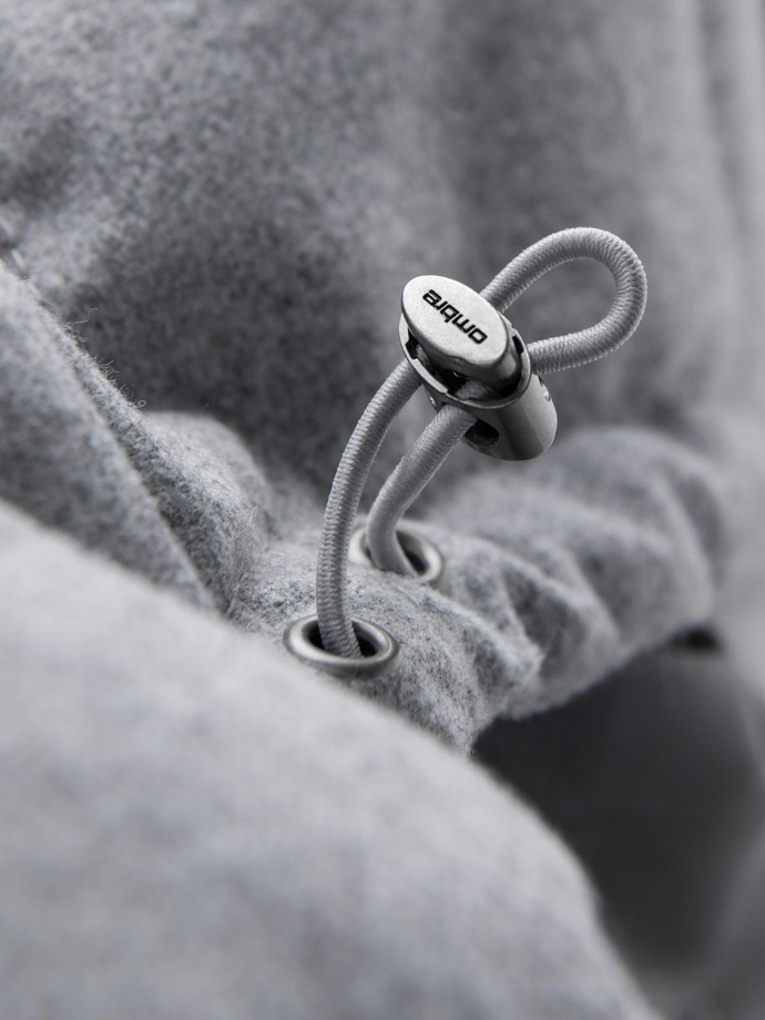 Jachetă parka lungă pentru bărbați cu lână - gri deschis melange V3 OM-JALJ-0217