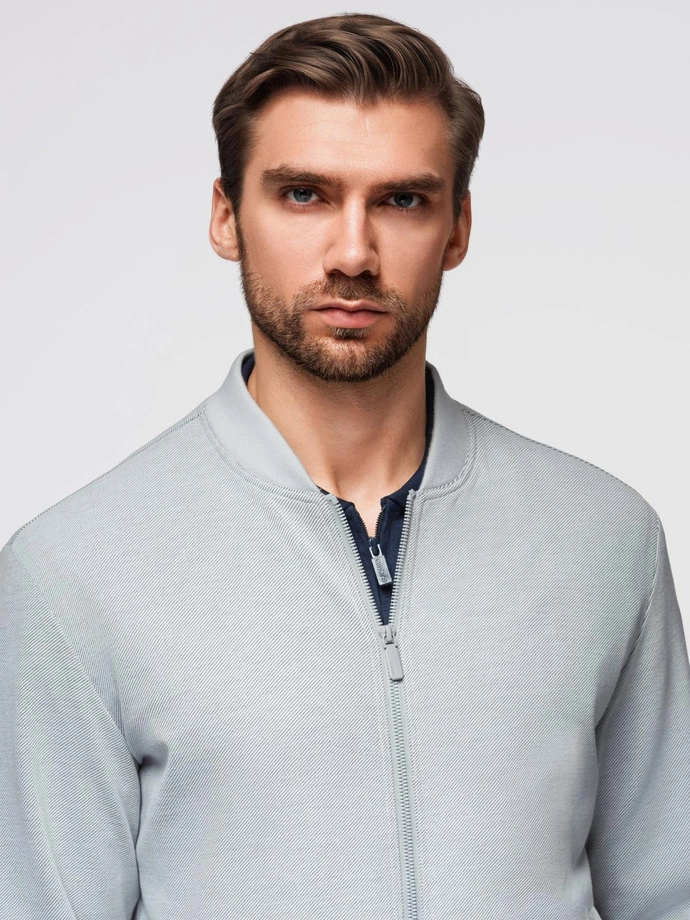 Men's raglan sleeve bomber jacket - light grey V4 OM-JANP-0159