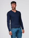 Elegant men's sweater with a v-neck - navy blue V22 OM-SWBS-0107