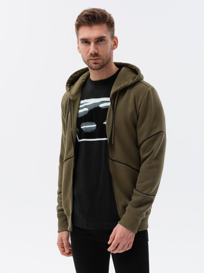 Men's zip-up sweatshirt - dark olive V4 B1421