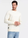 BASIC men's non-stretch cotton sweatshirt - cream V5 OM-SSBN-0159