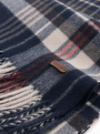 Men's Scottish check fringed scarf - navy blue and cream V3 OM-ACSF-0113