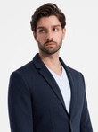 Men's jacket with patch pockets - navy blue V1 OM-BLZB-0127