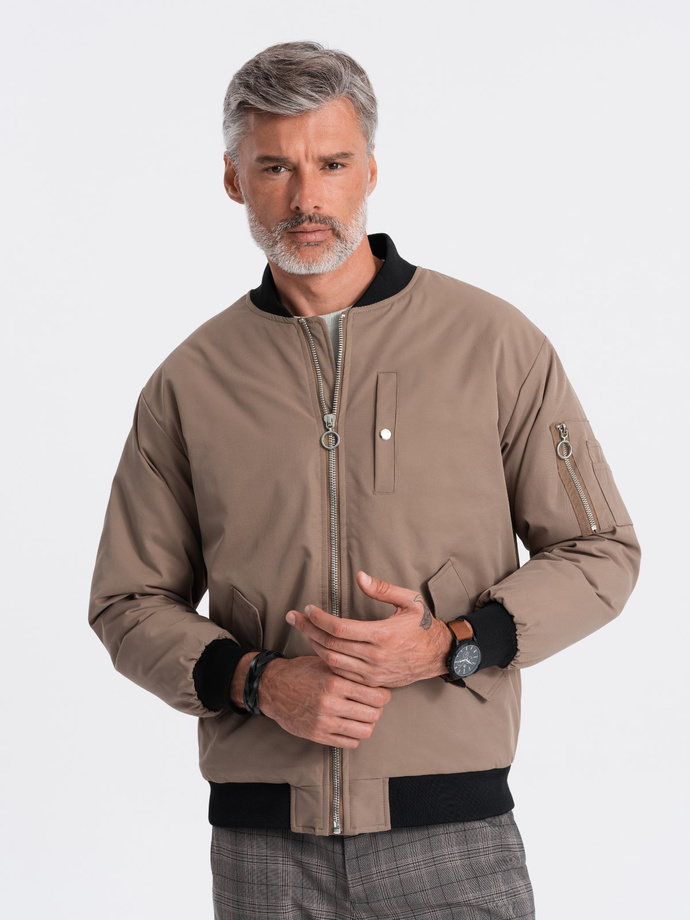 Men's insulated bomber jacket - beige V9 C516