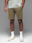 Fitted men's printed short sweat shorts - olive V4 OM-SRSK-0138