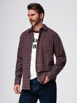 Men's checkered flannel shirt - navy blue and black V6 OM-SHCS-0150
