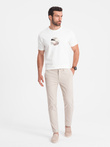 Pánské chino kalhoty SLIM FIT - krémové V1 OM-PACP-0186