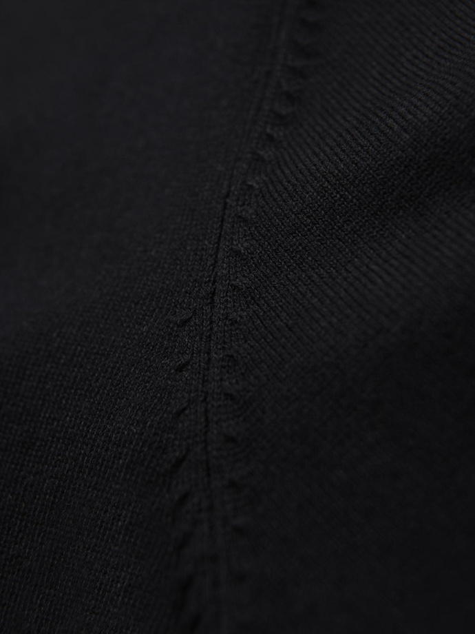 Pánský jednobarevný pletený svetr z viskózy - černý V2 OM-SWCD-0126 