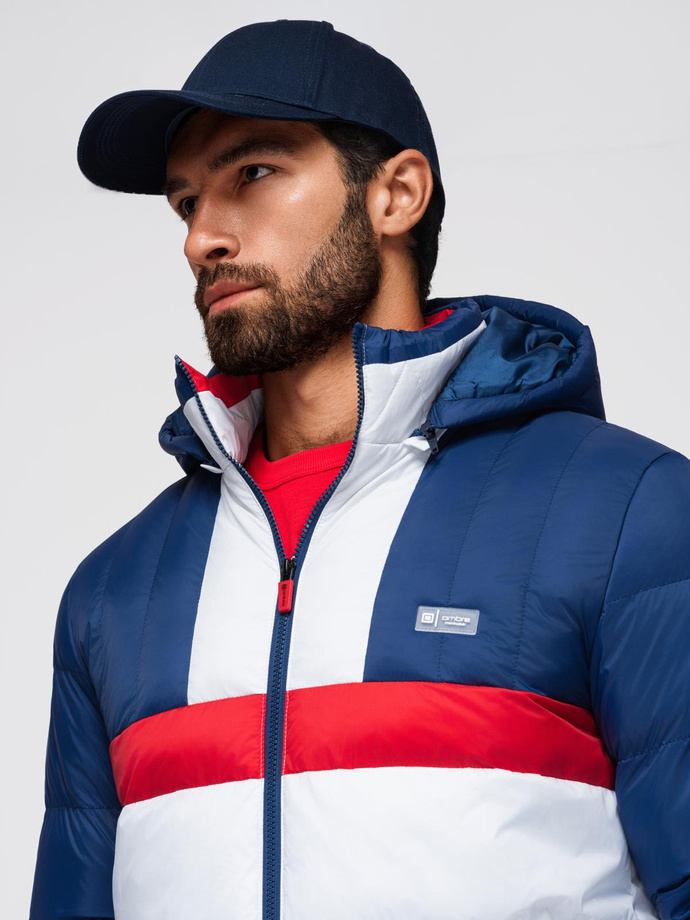 Jachetă sport retro colorată pentru bărbați - albastru și alb V1 OM-JALP-0296