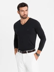 vyriška V formos iškirptė SLIM FIT su elastanu ir spauda - juoda V1 OM-LSBC-0123