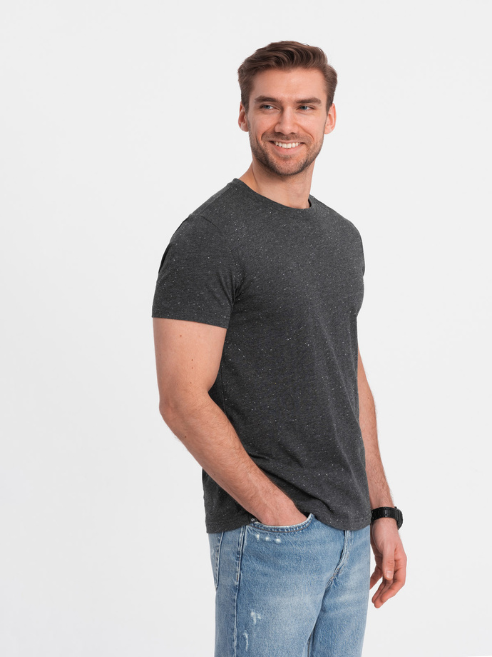 Tricou pentru bărbați cu efect decorativ confetti - negru V5 OM-TSCT-0178