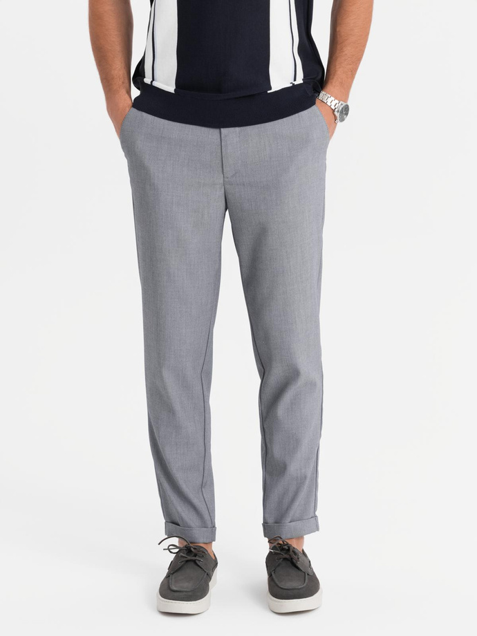 Men's REGULAR FIT chino pants with elastic waistband - gray V2 OM-PACP-0157