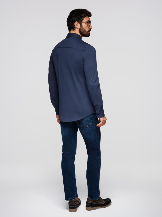 Men's REGULAR FIT shirt with pocket - gray V1 OM-SHCS-0148