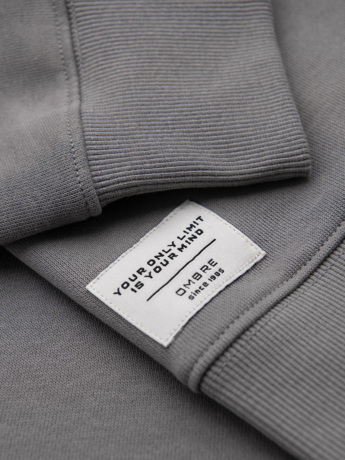 BASIC men's sweatshirt with round neckline - grey V8 OM-SSBN-0175