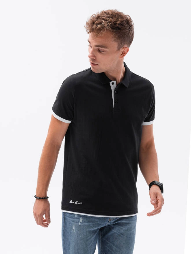 Bluza polo simpla barbati - negru S1382