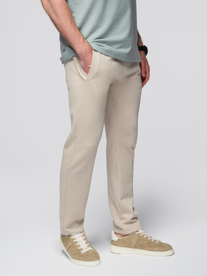 Men's sweatpants with unlined leg - light beige V1 OM-PABS-0206